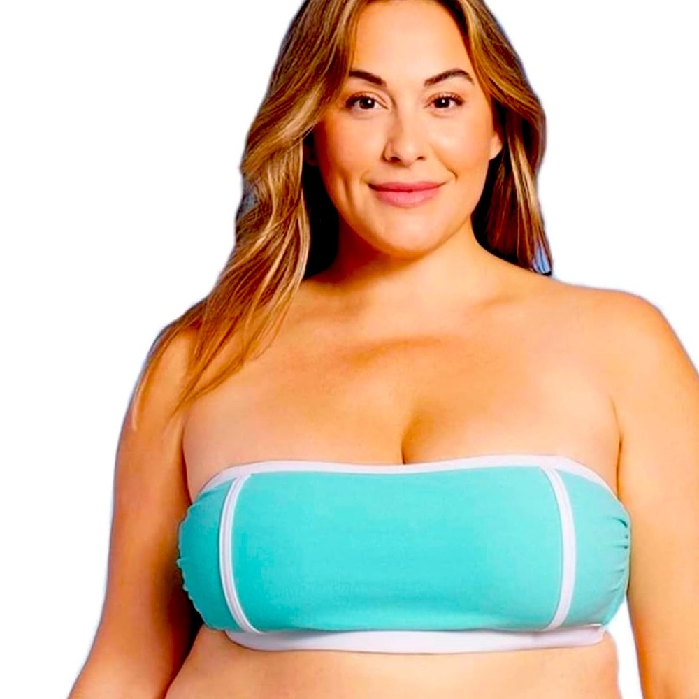 Kona Sol Terry Textured Bandeau Bikini Swim Suit Top